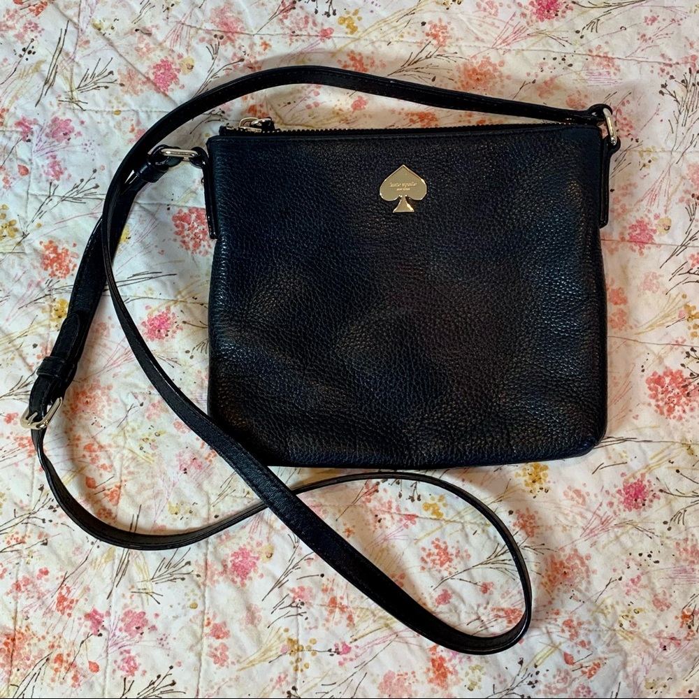 Kate Spade Small Pebbled Black Leather Cross-Body Purse